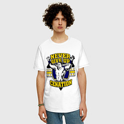 Футболка оверсайз мужская Never Give Up: Cenation, цвет: белый — фото 2