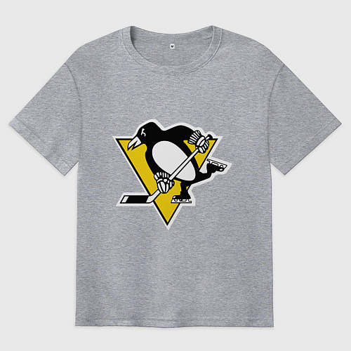 Мужская футболка оверсайз Pittsburgh Penguins / Меланж – фото 1