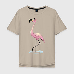 Футболка оверсайз мужская Гордый фламинго, цвет: миндальный
