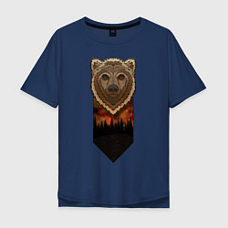 Футболка оверсайз мужская Медведь: владыка леса, цвет: тёмно-синий