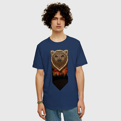 Мужская футболка оверсайз Медведь: владыка леса / Тёмно-синий – фото 3