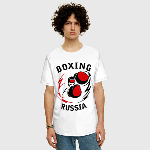 Мужская футболка оверсайз Boxing Russia Forever / Белый – фото 3