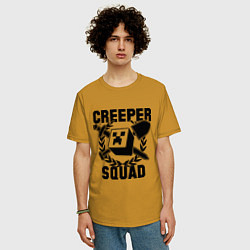 Футболка оверсайз мужская Creeper Squad, цвет: горчичный — фото 2