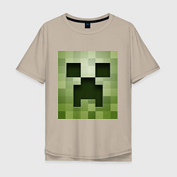 Футболка оверсайз мужская Мinecraft creeper, цвет: миндальный