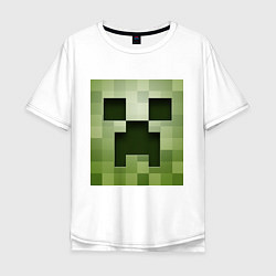 Футболка оверсайз мужская Мinecraft creeper, цвет: белый