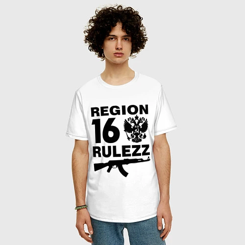 Мужская футболка оверсайз Region 16 Rulezz / Белый – фото 3