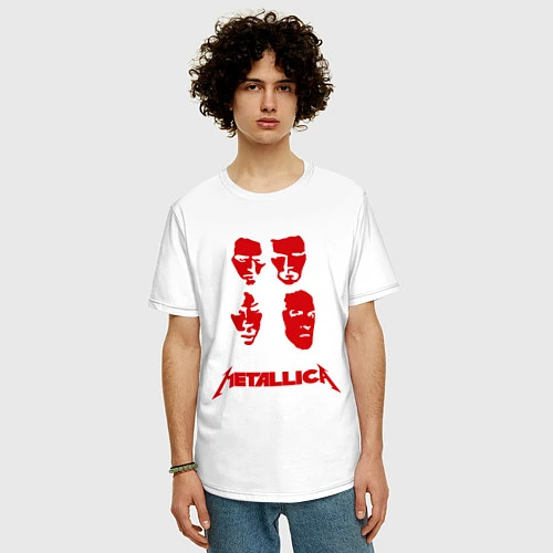 Мужская футболка оверсайз Metallica kvartet / Белый – фото 3