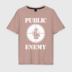 Футболка оверсайз мужская Public Enemy, цвет: пыльно-розовый