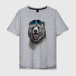 Футболка оверсайз мужская Медведь в очках, цвет: меланж