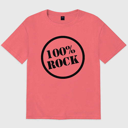 Мужская футболка оверсайз 100% Rock / Коралловый – фото 1