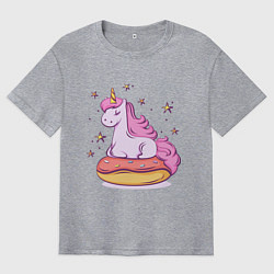 Футболка оверсайз мужская Единорог на пончике, цвет: меланж