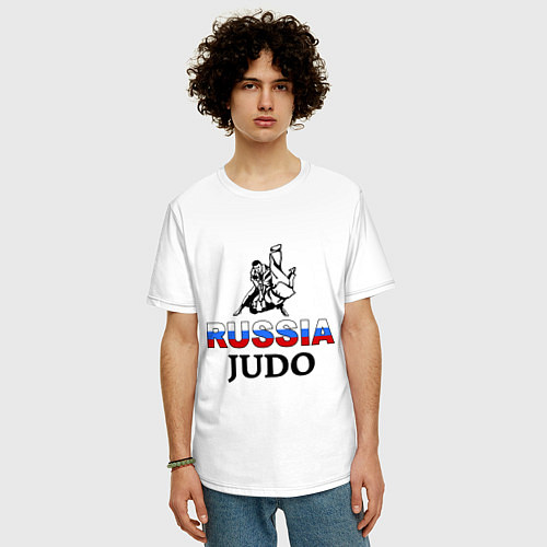 Мужская футболка оверсайз Russia judo / Белый – фото 3