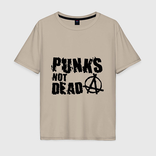 Мужская футболка оверсайз Punks not dead / Миндальный – фото 1