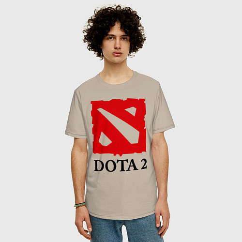 Мужская футболка оверсайз Dota 2: Logo / Миндальный – фото 3