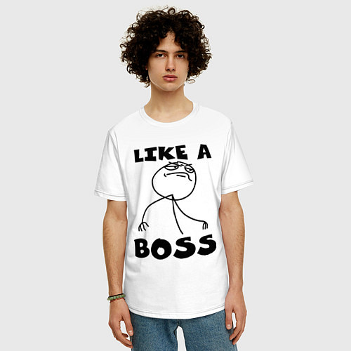 Мужская футболка оверсайз Like a boss / Белый – фото 3
