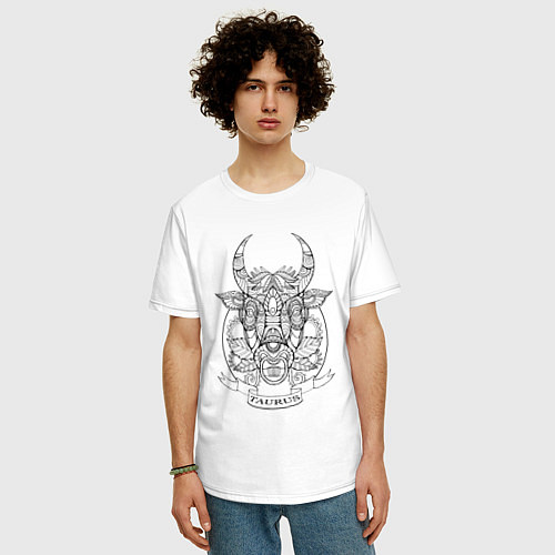 Мужская футболка оверсайз Taurus Minimalism / Белый – фото 3