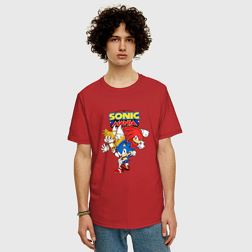 Мужская футболка оверсайз Sonic Mania / Красный – фото 3