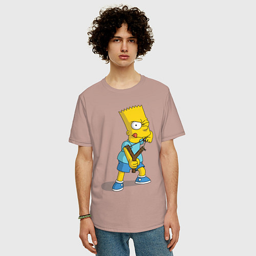 Мужская футболка оверсайз Bart Bully / Пыльно-розовый – фото 3
