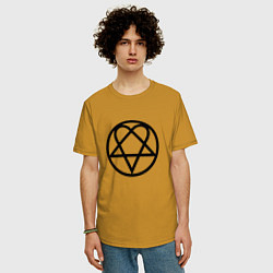 Футболка оверсайз мужская HIM Symbol, цвет: горчичный — фото 2