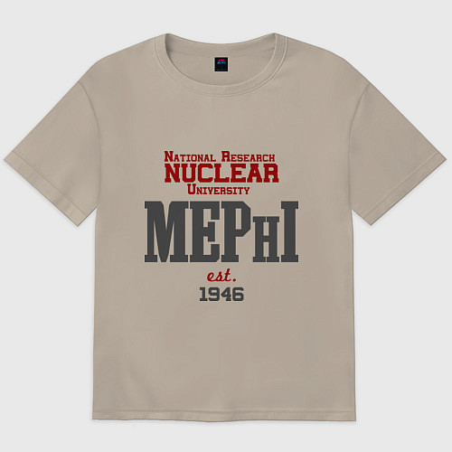 Мужская футболка оверсайз MEPHI / Миндальный – фото 1