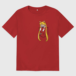 Футболка оверсайз мужская Little Pocket Moon, цвет: красный