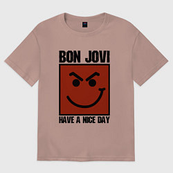 Футболка оверсайз мужская Bon Jovi: Have a nice day, цвет: пыльно-розовый
