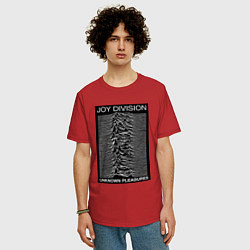 Футболка оверсайз мужская Joy Division: Unknown Pleasures, цвет: красный — фото 2