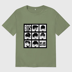 Футболка оверсайз мужская BTS: We are bulletproof, цвет: авокадо