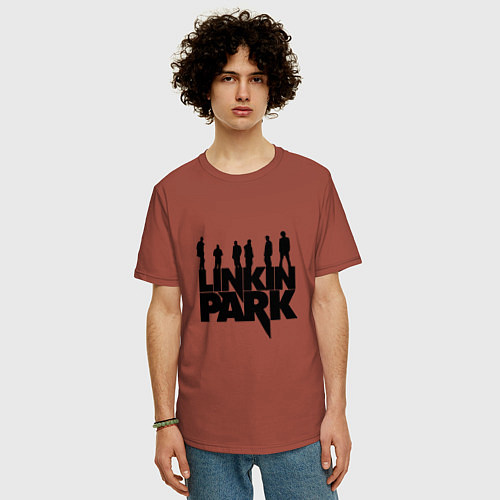 Мужская футболка оверсайз Linkin Park / Кирпичный – фото 3