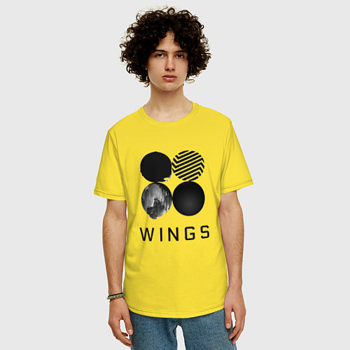 Мужская футболка оверсайз BTS Wings / Желтый – фото 3