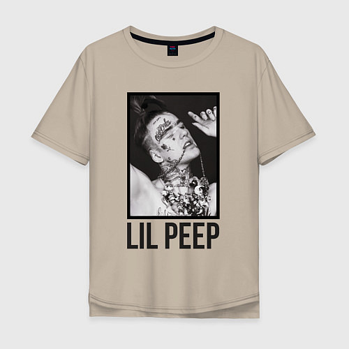 Мужская футболка оверсайз Lil Peep: Black Style / Миндальный – фото 1