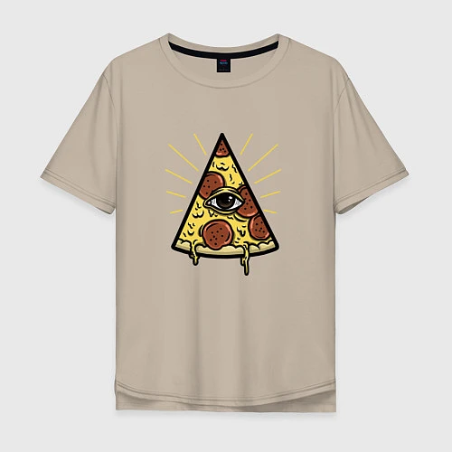 Мужская футболка оверсайз Божественная пицца / Миндальный – фото 1