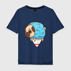 Футболка оверсайз мужская Мопс-мороженое, цвет: тёмно-синий