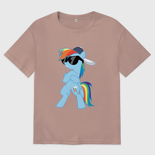 Мужская футболка оверсайз Крутая пони / Пыльно-розовый – фото 1