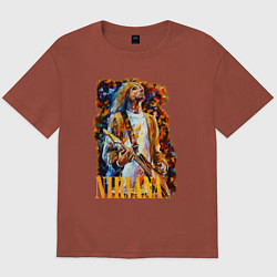 Футболка оверсайз мужская Cobain Art, цвет: кирпичный