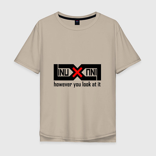 Мужская футболка оверсайз Linux как ни крути / Миндальный – фото 1