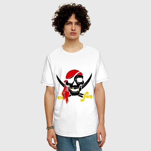 Мужская футболка оверсайз Пиратская футболка / Белый – фото 3