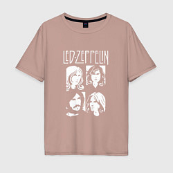 Футболка оверсайз мужская Led Zeppelin Band, цвет: пыльно-розовый