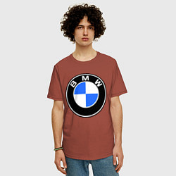 Футболка оверсайз мужская Logo BMW, цвет: кирпичный — фото 2