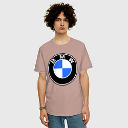Футболка оверсайз мужская Logo BMW, цвет: пыльно-розовый — фото 2