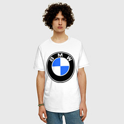 Футболка оверсайз мужская Logo BMW, цвет: белый — фото 2