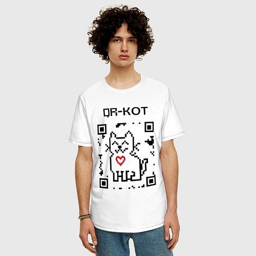 Мужская футболка оверсайз QR-code-kote / Белый – фото 3