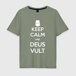 Футболка оверсайз мужская Keep Calm & Deus Vult, цвет: авокадо