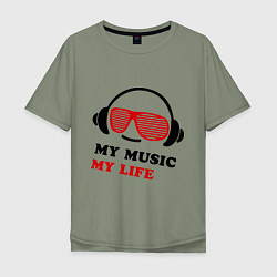 Футболка оверсайз мужская My music my life, цвет: авокадо