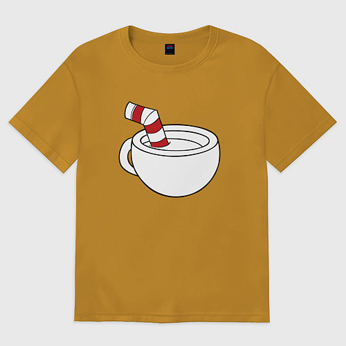Мужская футболка оверсайз Red Cuphead / Горчичный – фото 1