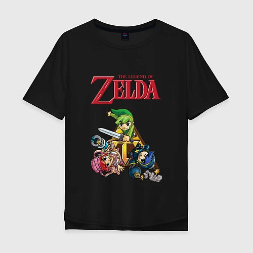 Мужская футболка оверсайз Zelda: Tri force heroes / Черный – фото 1
