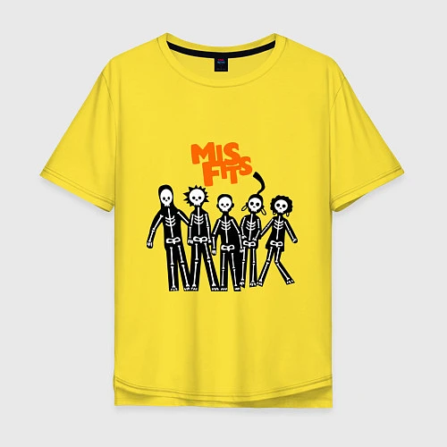 Мужская футболка оверсайз Misfits Skeletons / Желтый – фото 1