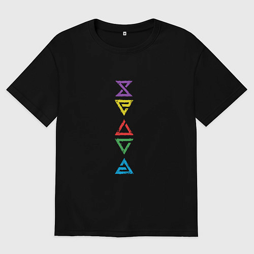 Мужская футболка оверсайз Знаки ведьмака Colors / Черный – фото 1