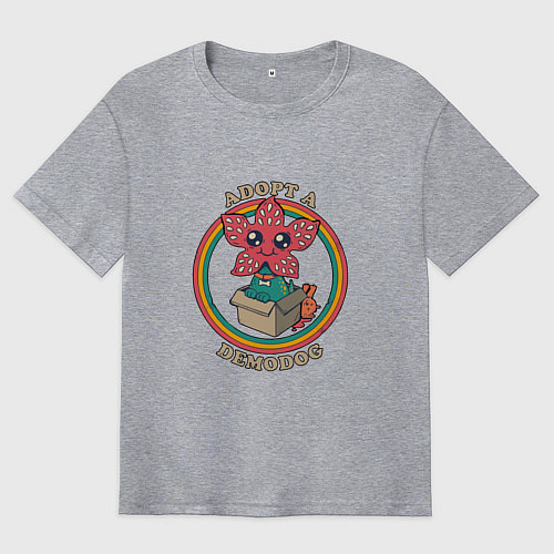 Мужская футболка оверсайз Adopt a Demodog / Меланж – фото 1