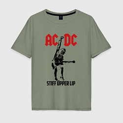 Футболка оверсайз мужская AC/DC: Stiff Upper Lip, цвет: авокадо